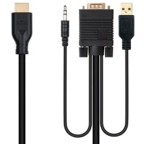 Cable Conversor Nanocable 10.15.4612/ HDMI Macho - VGA Macho/ Jack 3.5 Macho/ USB Macho/ 1.8m/ Negro | NANO CABLE