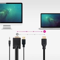 Cable Conversor Nanocable 10.15.4612/ HDMI Macho - VGA Macho/ Jack 3.5 Macho/ USB Macho/ 1.8m/ Negro | NANO CABLE