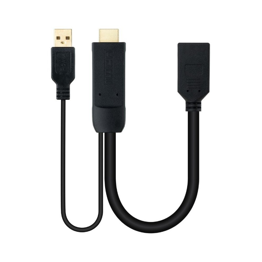 Cable Conversor Nanocable 10.16.0205/ HDMI Macho - DisplayPort Hembra/ 20cm/ Negro | NANO CABLE