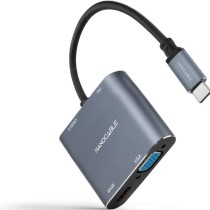 Conversor Nanocable 10.16.4304/ USB Tipo-C Macho/ HDMI 4K Hembra - VGA Hembra - USB Tipo-C PD Hembra - USB Hembra/ 15cm/ Gris | 