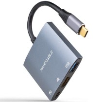 Conversor Nanocable 10.16.4306 USB Tipo-C/ HDMI 4K Hembra - USB Hembra - USB Tipo-C PD/ 15cm/ Gris | NANO CABLE