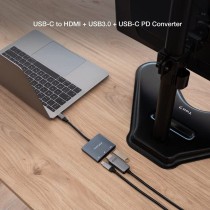 Conversor Nanocable 10.16.4306 USB Tipo-C/ HDMI 4K Hembra - USB Hembra - USB Tipo-C PD/ 15cm/ Gris | NANO CABLE