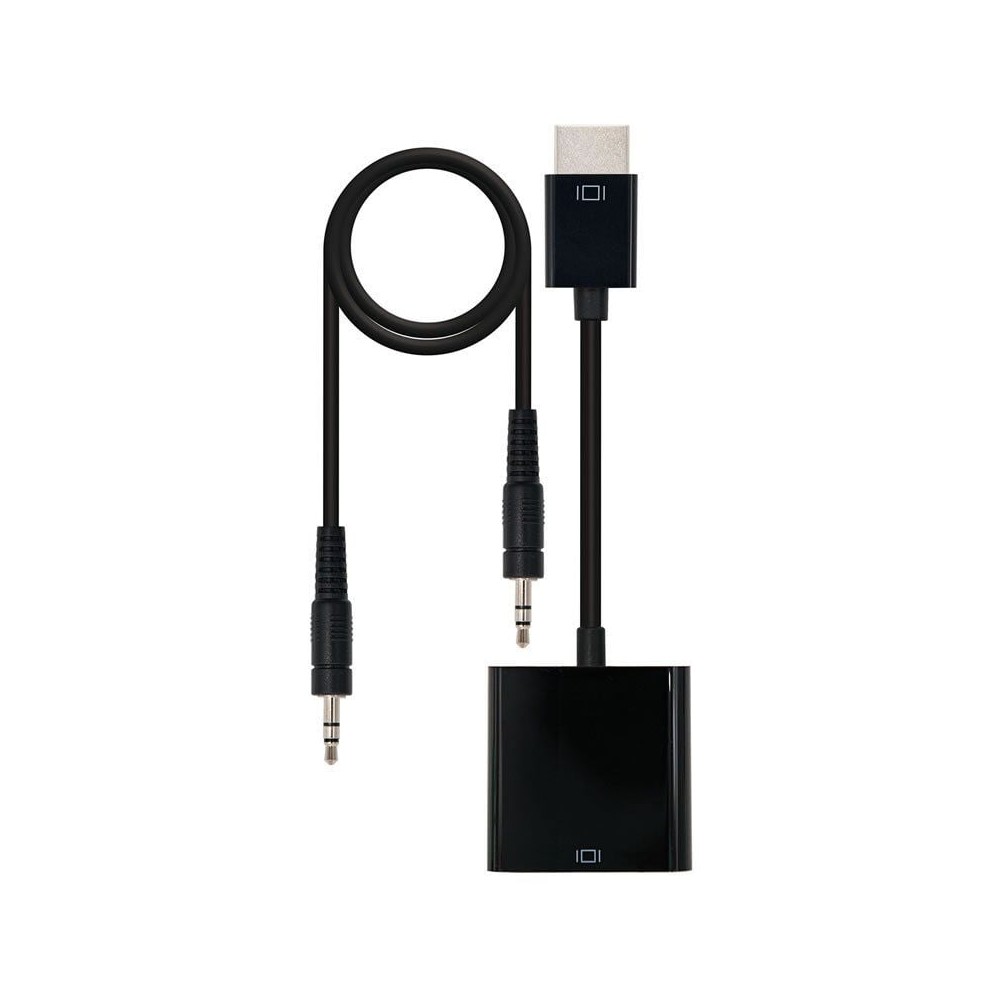 Conversor Nanocable 10.16.2001-BK/ HDMI Macho - VGA Hembra/ Jack 3.5 Hembra/ 10cm/ Negro | NANO CABLE
