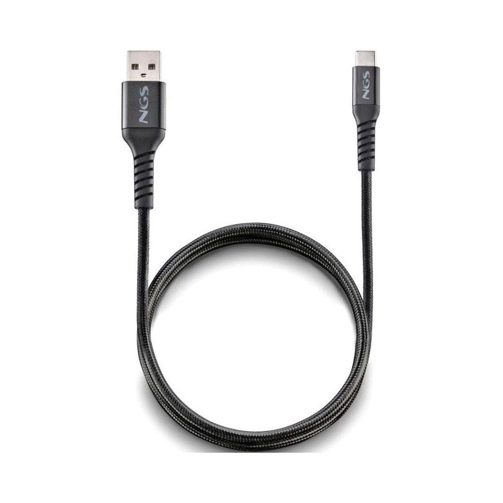 Cable USB 2.0 NGS KNOT-AC/ USB Macho - USB Tipo-C Macho/ 480Mbps/ 1m/ Negro