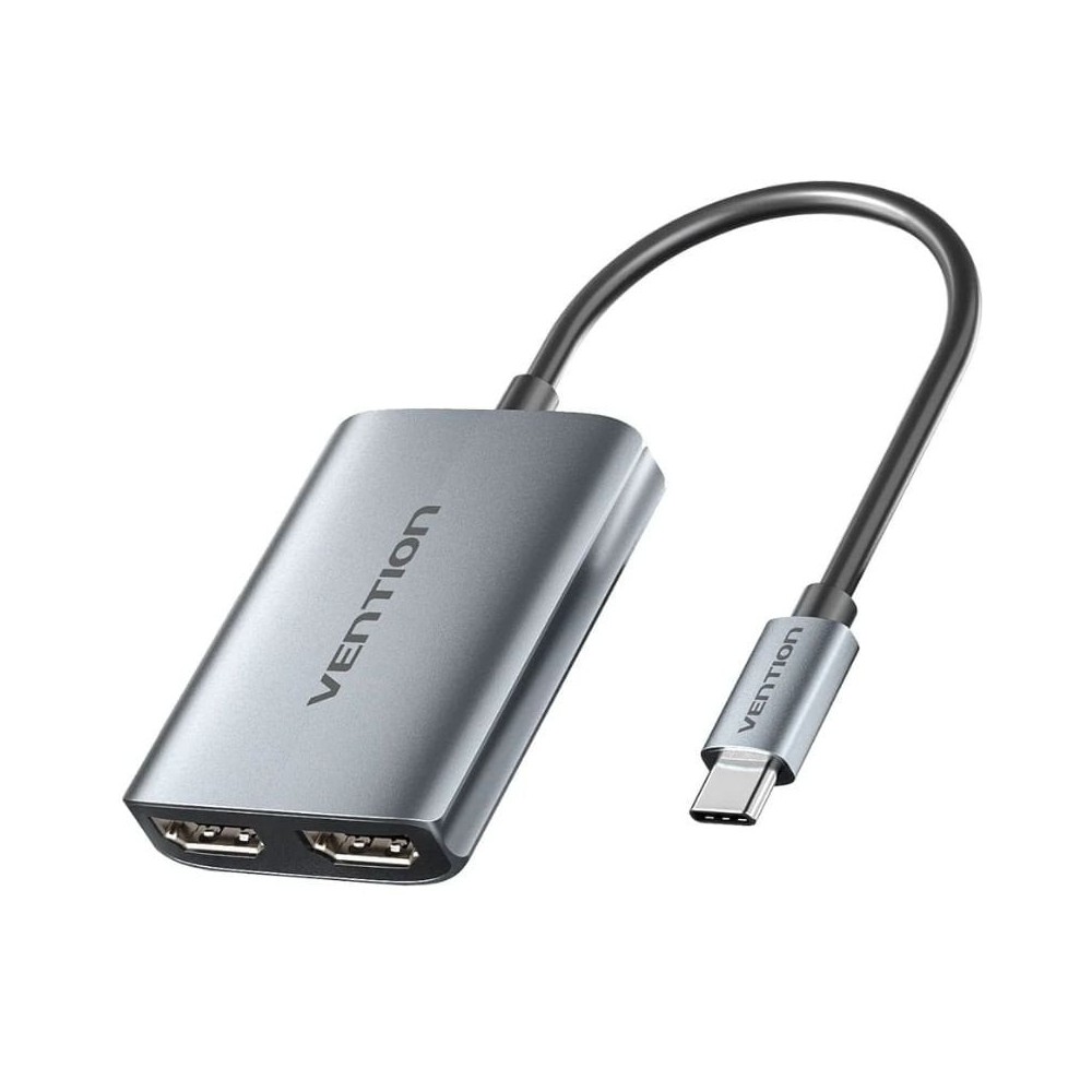 Cable Conversor Vention ACZHB/ USB Tipo-C Macho - 2x HDMI Macho/ Gris