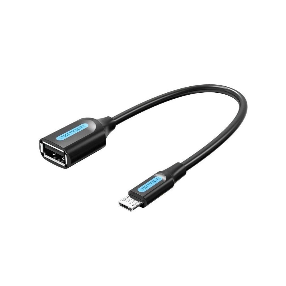 Cable USB 2.0 Vention CCUBB/ MicroUSB Macho - USB Hembra/ 480Mbps/ 15cm/ Negro