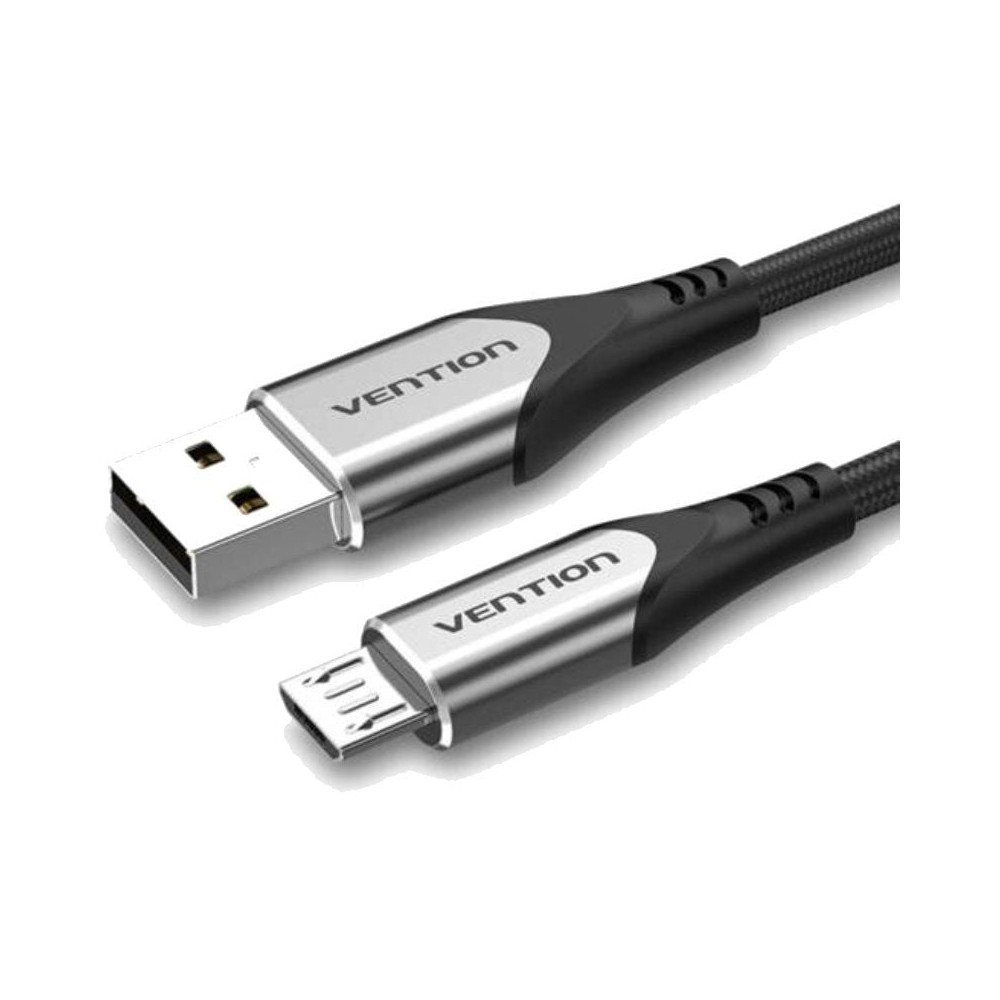 Cable USB 2.0 Vention COAHF/ USB Macho - MicroUSB Macho/ Hasta 60W/ 480Mbps/ 1m/ Gris