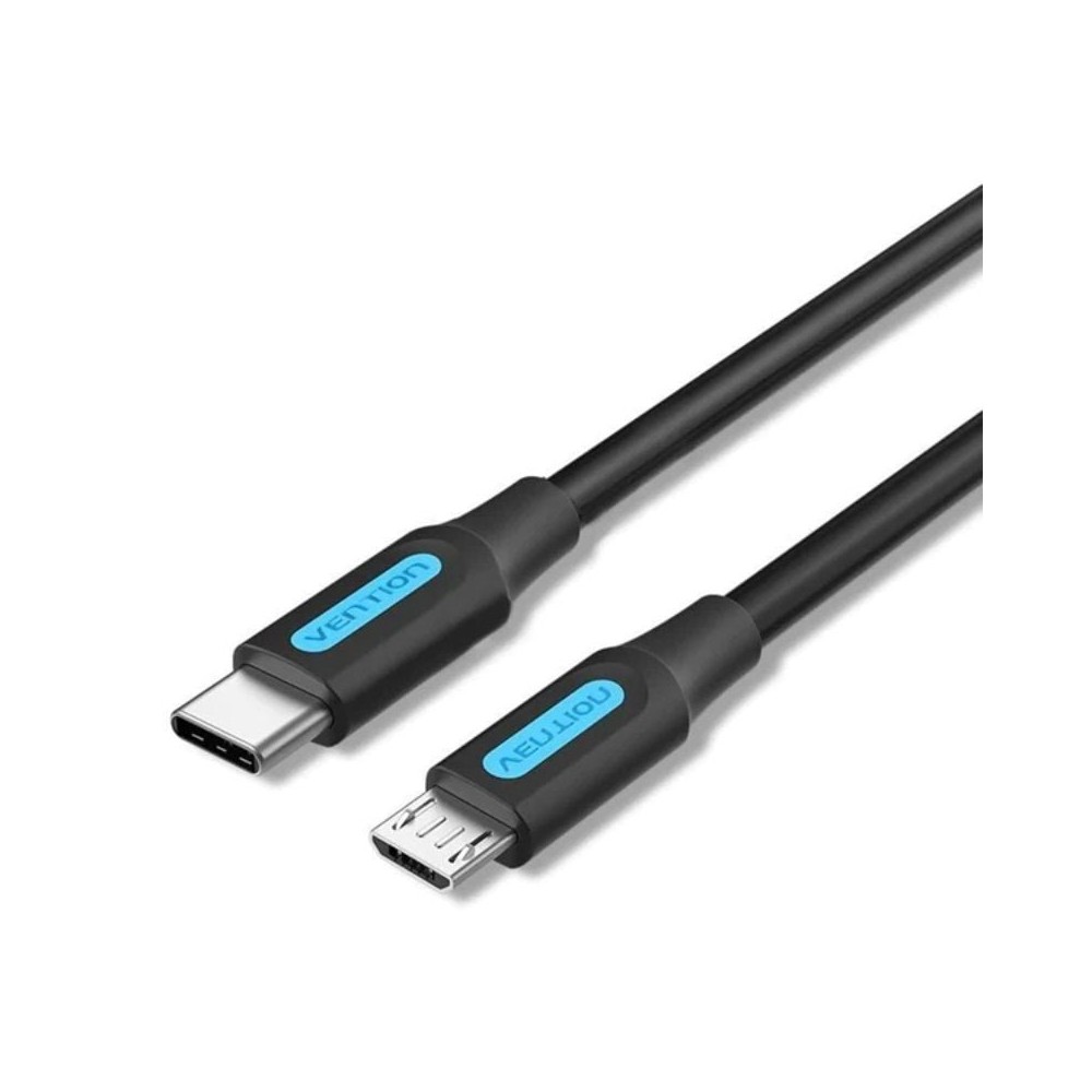 Cable USB 2.0 Tipo-C Vention COVBG/ USB Tipo-C Macho - MicroUSB Macho/ 480Mbps/ 1.5m/ Negro