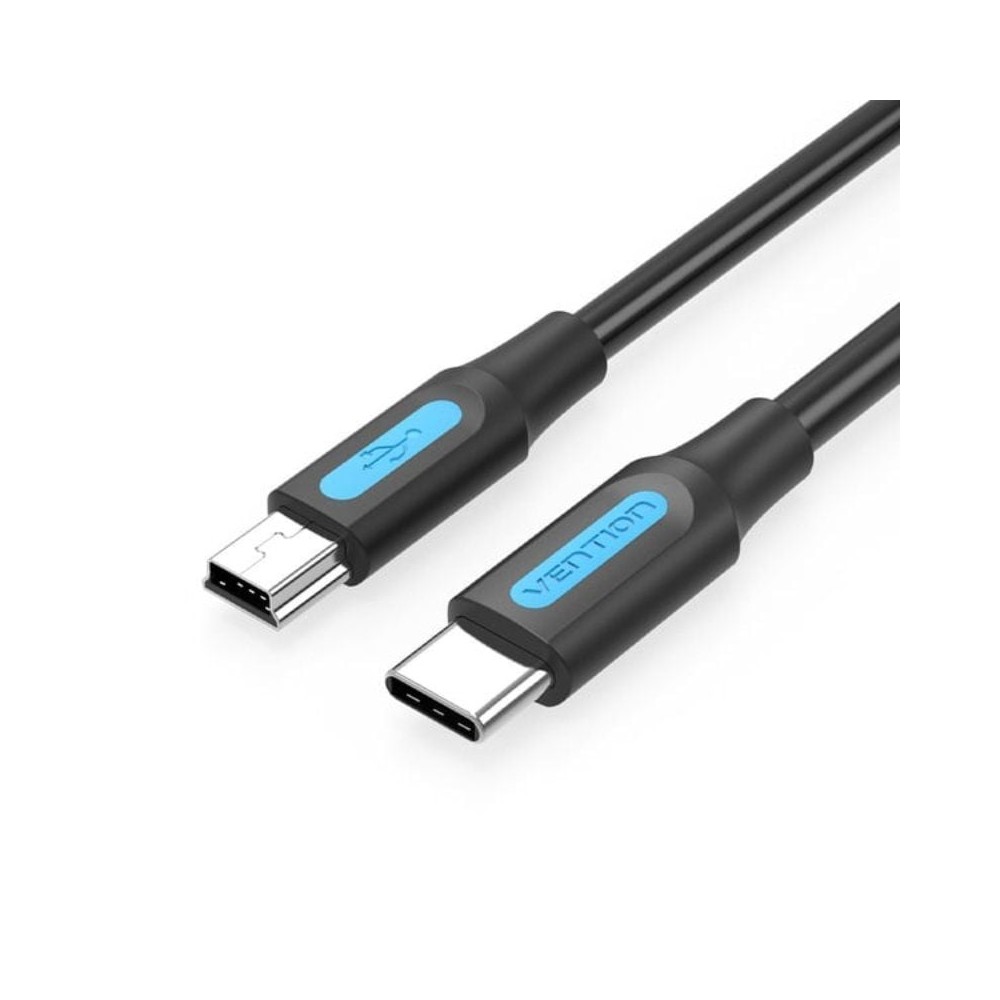 Cable USB 2.0 Tipo-C Vention COWBD/ USB Tipo-C Macho - MiniUSB Macho/ 480Mbps/ 50cm/ Negro