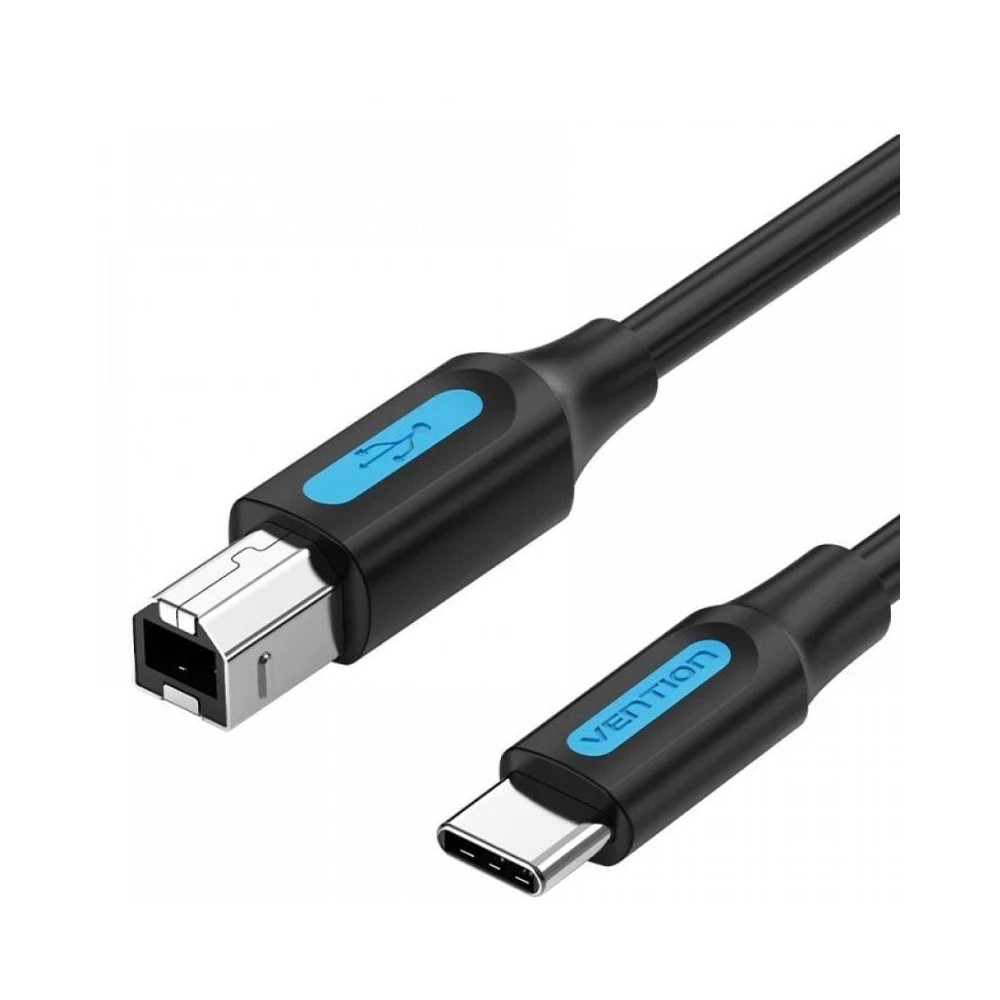 Cable USB 2.0 Impresora Vention CQUBF/ USB Tipo-B Macho - USB Tipo-C Macho/ 480Mbps/ 1m/ Negro