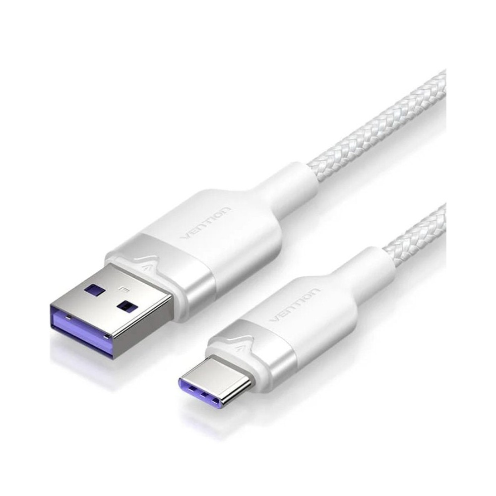 Cable USB 2.0 Tipo-C Vention CTOWF/ USB Tipo-C Macho - USB Macho/ Hasta 100W/ 480Mbps/ 2m/ Blanco