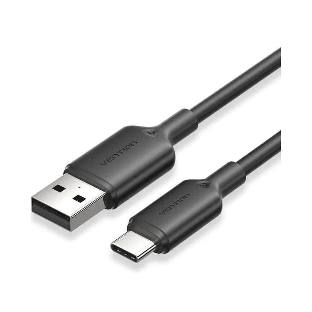 Cable USB 2.0 Tipo-C Vention CTQBH/ USB Tipo-C Macho - USB Macho/ Hasta 60W/ 480Mbps/ 2m/ Negro