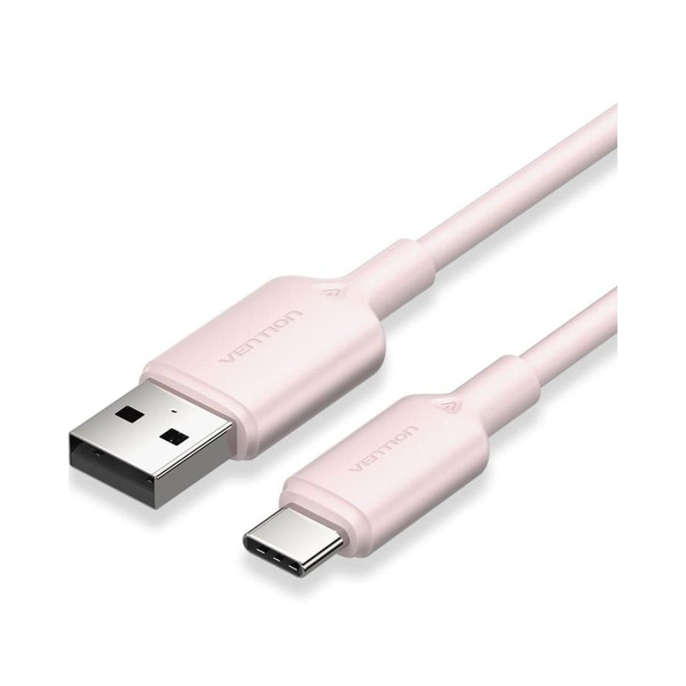 Cable USB 2.0 Tipo-C Vention CTQPH/ USB Tipo-C Macho - USB Macho/ Hasta 60W/ 480Mbps/ 2m/ Rosa