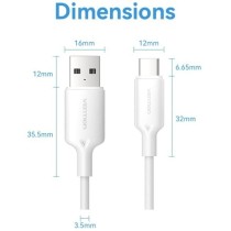 Cable USB 2.0 Tipo-C Vention CTQWH/ USB Tipo-C Macho - USB Macho/ Hasta 60W/ 480Mbps/ 2m/ Blanco