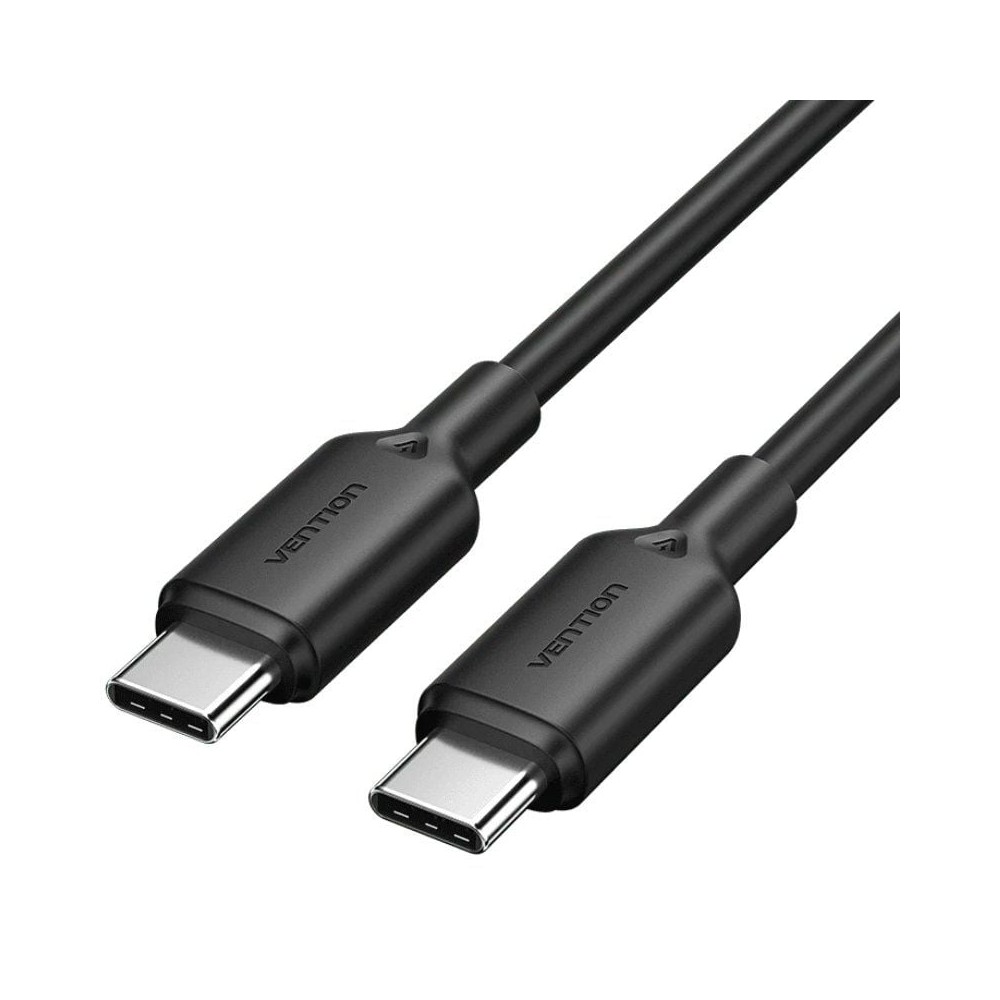 Cable USB 2.0 Tipo-C 3A Vention TRCBF/ USB Tipo-C Macho - USB Tipo-C Macho/ Hasta 60W/ 480Mbps/ 1m/ Negro
