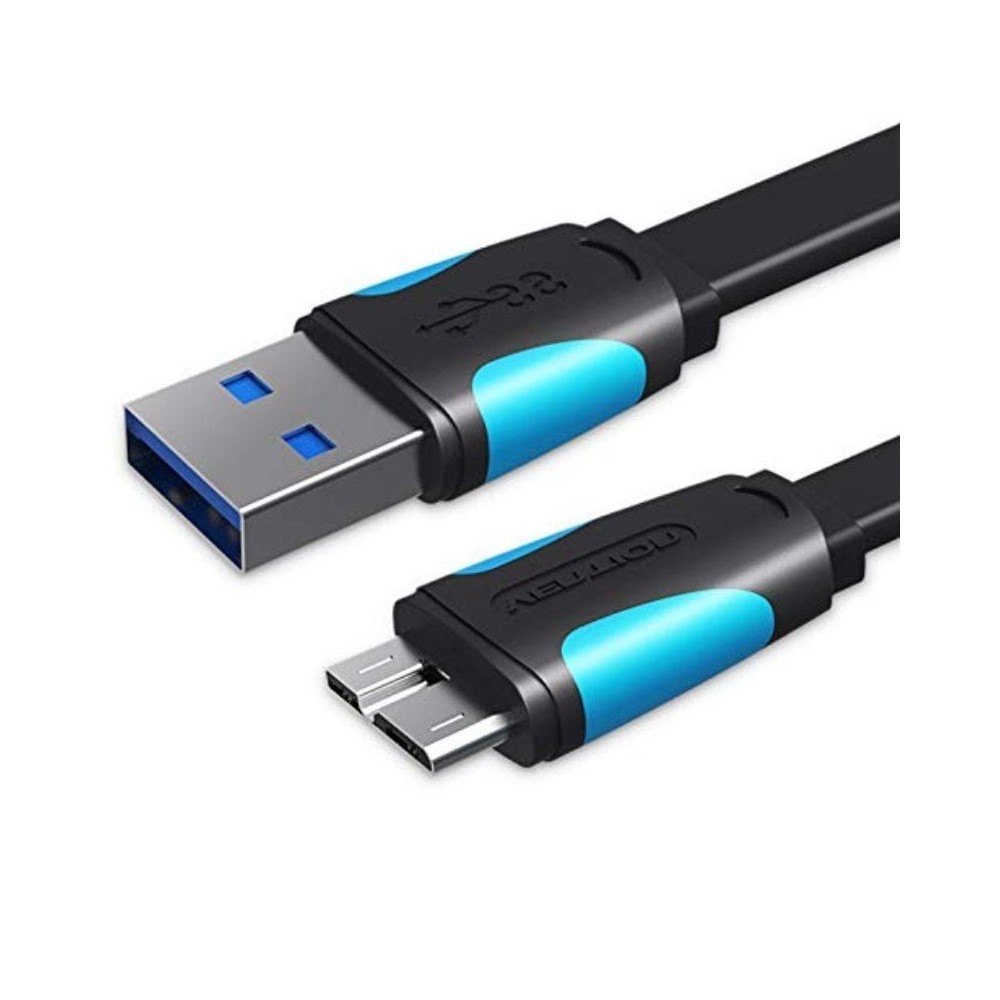 Cable USB 3.0 Vention VAS-A12-B100/ MicroUSB Macho - USB Macho/ Hasta 10W/ 5Gbps/ 1m/ Azul y Negro