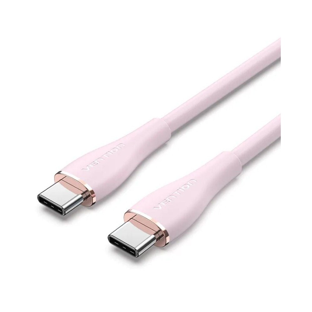 Cable USB 2.0 Tipo-C Vention TAWPF/ USB Tipo-C Macho - USB Tipo-C Macho/ Hasta 100W/ 480Mbps/ 1m/ Rosa