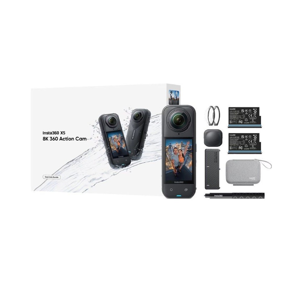 Cámara Digital Deportiva Insta360 X5 Essecial Kit/ 8K/ Ángulo de visión 360º/ Negra