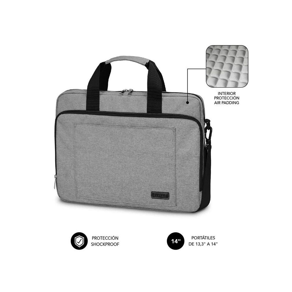 Maletín Subblim Air Padding Laptop Bag para Portátiles hasta 14'/ Cinta para Trolley/ Gris