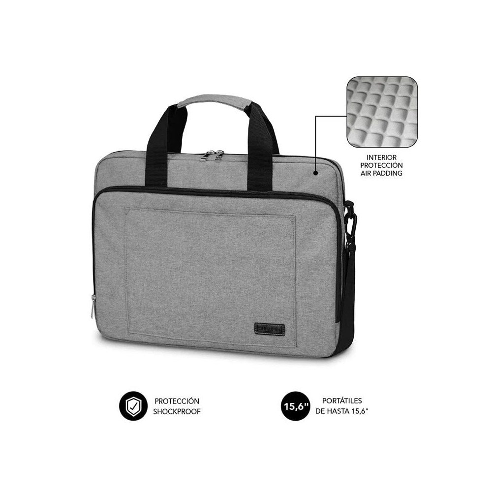 Maletín Subblim Air Padding Laptop Bag para Portátiles hasta 15.6'/ Cinta para Trolley/ Gris