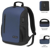 Mochila Subblim Xpand Air Padding Backpack para Portátiles hasta 15.6'/ 21L/ Puerto USB/ Azul