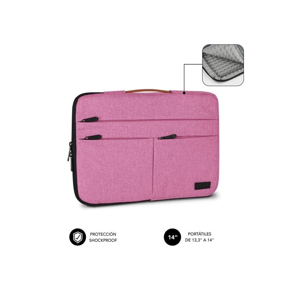 Funda Subblim Air Padding 360 Sleeve para Portátiles hasta 14'/ Rosa
