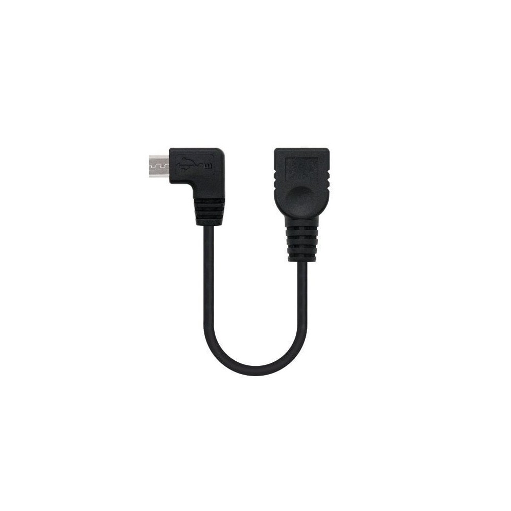 Cable USB 2.0 Nanocable 10.01.3600/ MicroUSB Macho - USB Hembra/ 15cm/ Negro | NANO CABLE