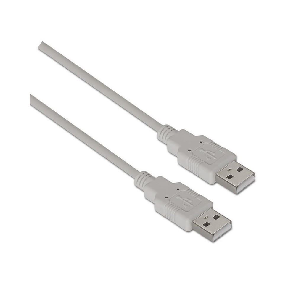 Cable USB 2.0 Aisens A101-0021/ USB Macho - USB Macho/ 1m/ Beige