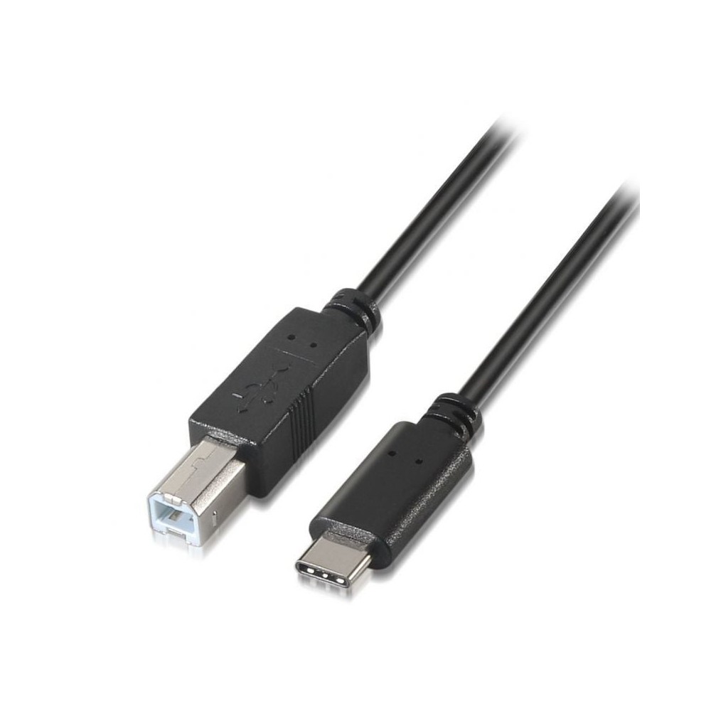 Cable USB 2.0 Impresora Aisens A107-0053/ USB Tipo-C Macho - USB Tipo-B Macho/ 480Mbps/ 1m/ Negro
