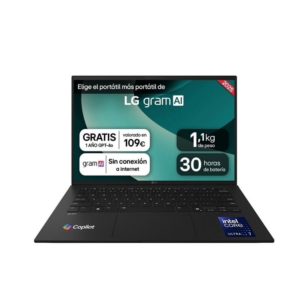 Portátil LG Gram 14ZD90T-G.AX88B Intel Core Ultra 7-255H/ 32GB/ 1TB SSD/ 14'/ Sin Sistema Operativo